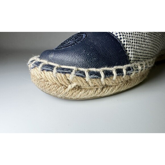TORY BURCH Blue Tan Espadrilles Flat Slip On Shoes‎ Canvas Color Block Women's 8 - Picture 9 of 16